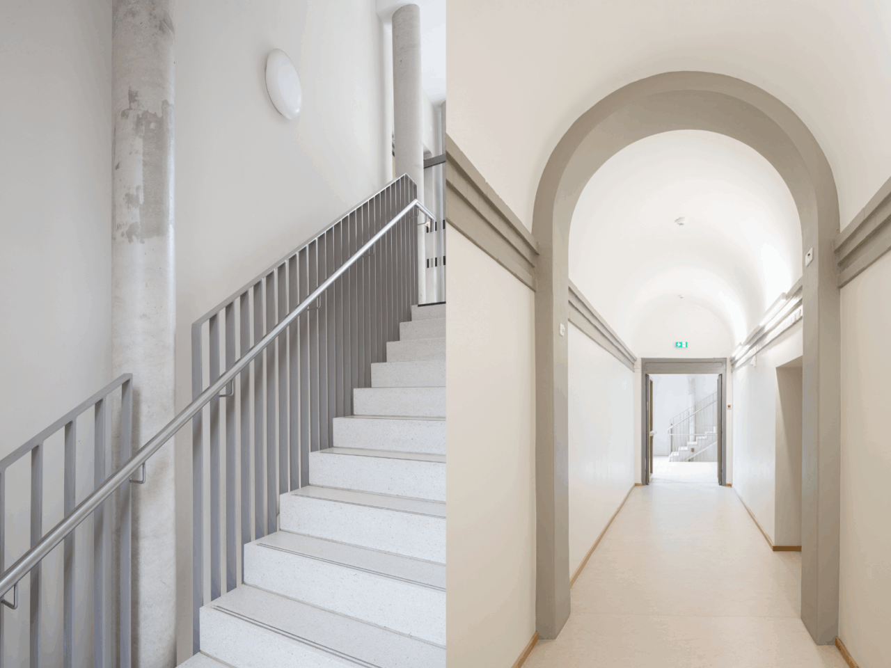 Modern elements and the renovated halls of the old school building Otterndorf