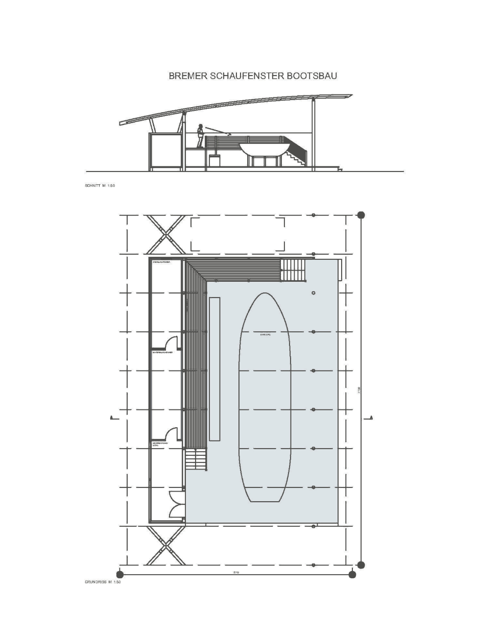 Grundriss Schaufenster Bootsbau