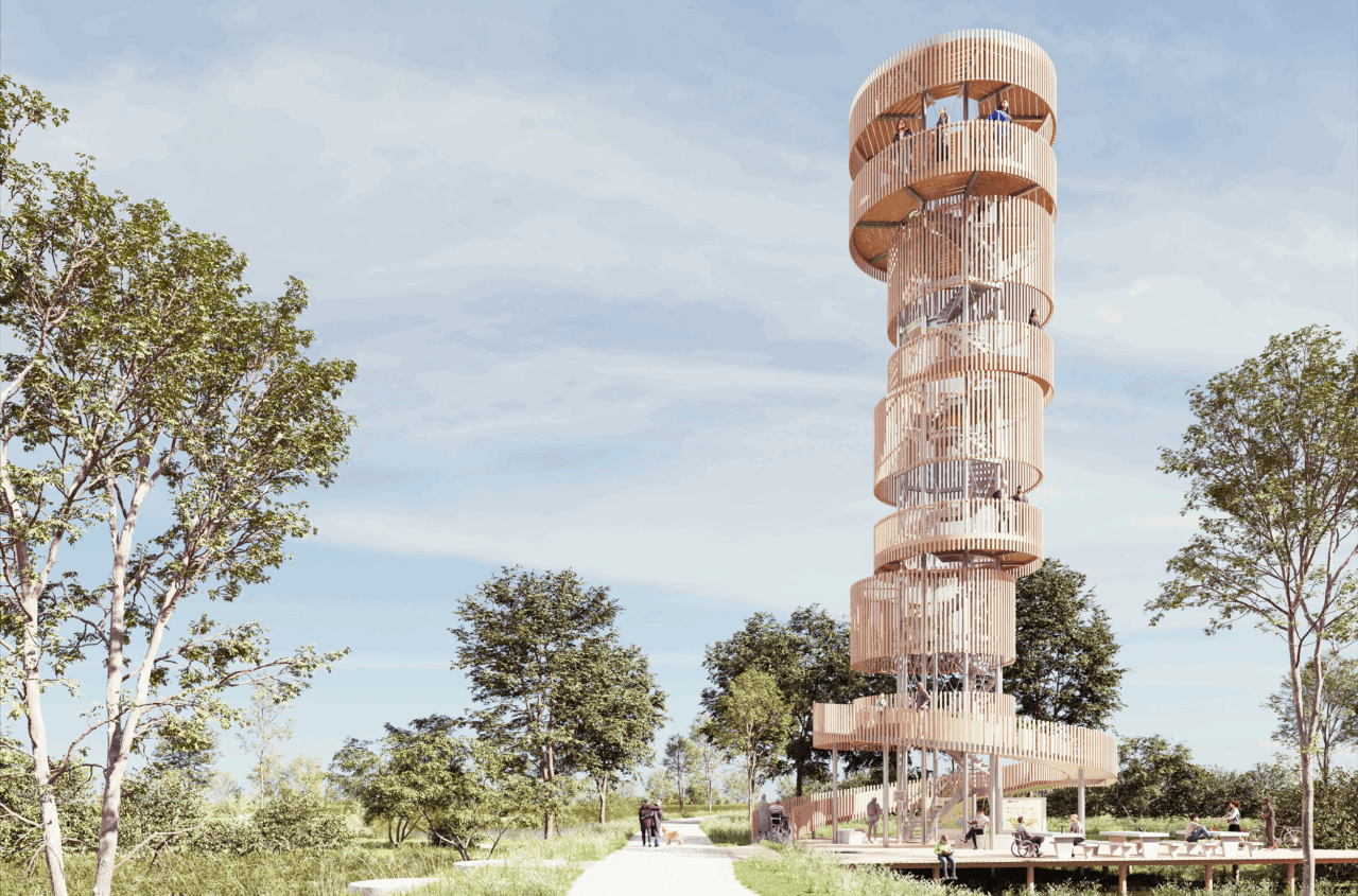 Wettbewerbsbeitrag Auenerlebnisturm als Landmarke für die Lippeauen, Auszeichnung mit zweitem Preis